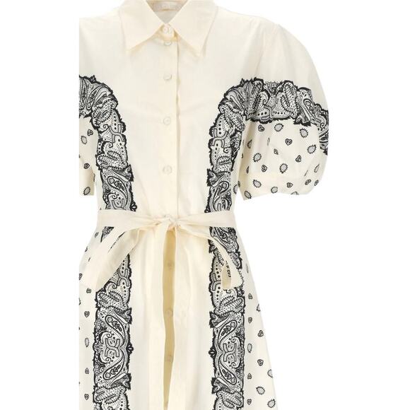 Chloé Bandana Printed Balloon-Sleeved Shirt Dress Sz FR 40/ US 8 NWOT - Picture 3 of 11